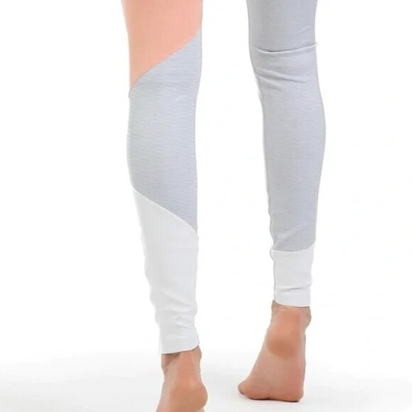 NWT Lazypants coral pink peach, grey & white sports bra top & leggings bundle - Picture 7 of 13